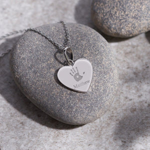 EverWith Engraved Half Heart Handprint or Footprint Memorial Pendant