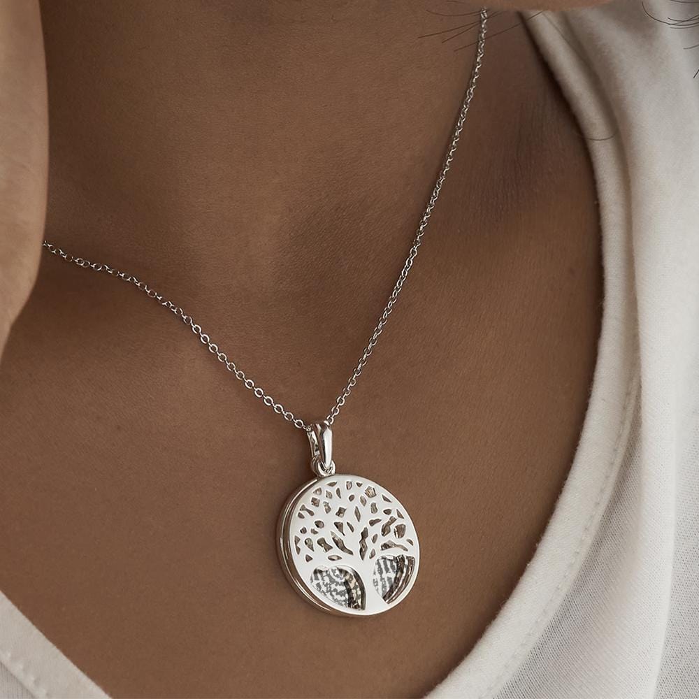 EverWith Engraved Tree of Life Discreet Messaging Memorial Fingerprint Pendant