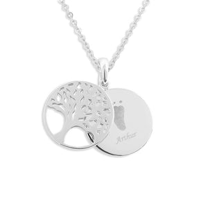 EverWith Engraved Tree of Life Discreet Messaging Handprint or Footprint Memorial Pendant