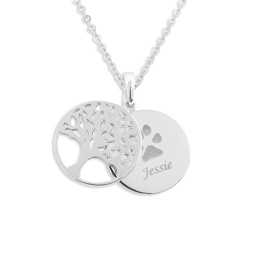 Load image into Gallery viewer, EverWith Engraved Tree of Life Discreet Messaging Memorial Pawprint Discreet Messaging Pendant