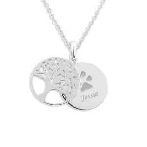 EverWith Engraved Tree of Life Discreet Messaging Memorial Pawprint Discreet Messaging Pendant