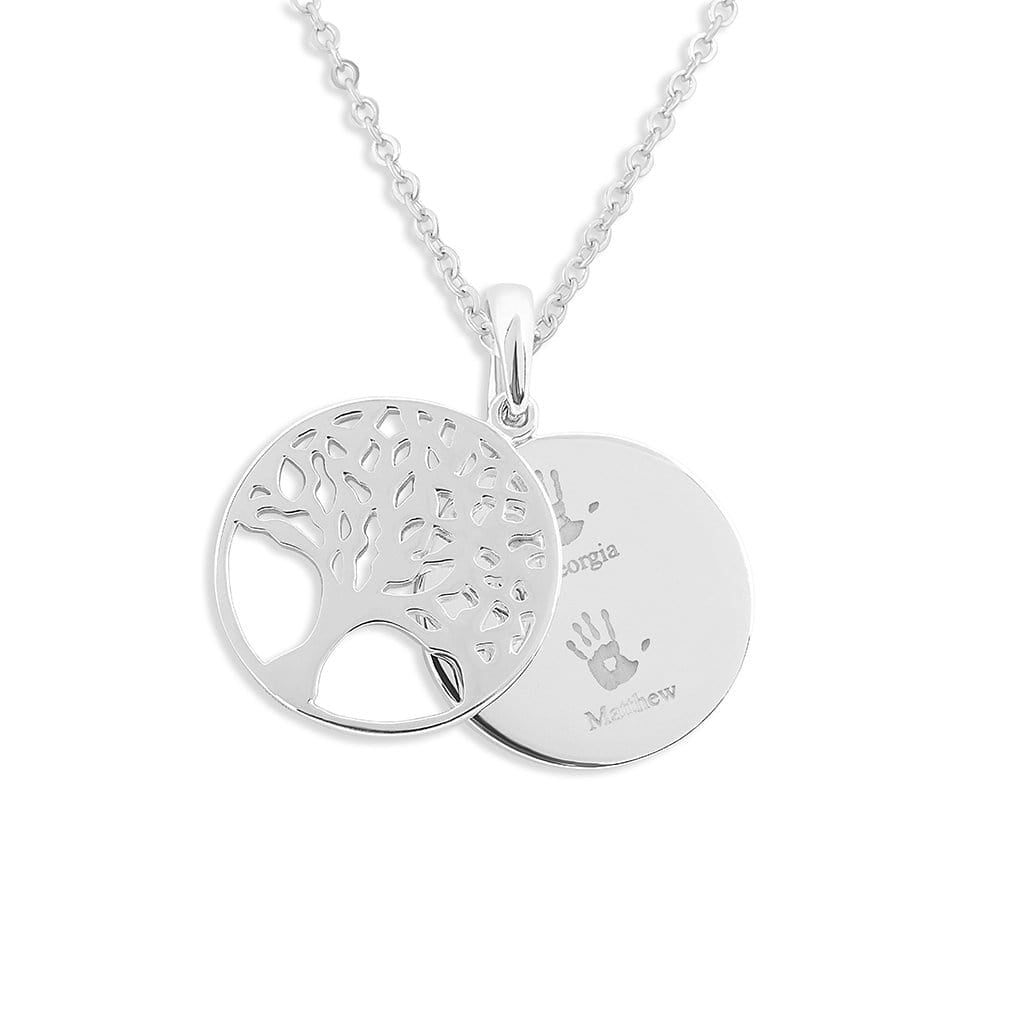 Load image into Gallery viewer, EverWith Engraved Tree of Life Discreet Messaging Handprint or Footprint Memorial Pendant