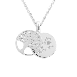 EverWith Engraved Tree of Life Discreet Messaging Memorial Pawprint Discreet Messaging Pendant