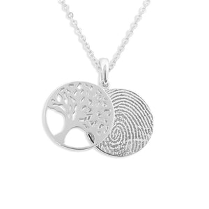 EverWith Engraved Tree of Life Discreet Messaging Memorial Fingerprint Pendant