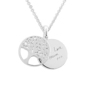 EverWith Engraved Tree of Life Discreet Messaging Memorial Handwriting Pendant