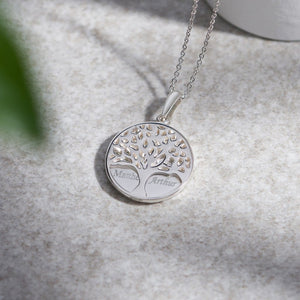 EverWith Engraved Tree of Life Discreet Messaging Handprint or Footprint Memorial Pendant