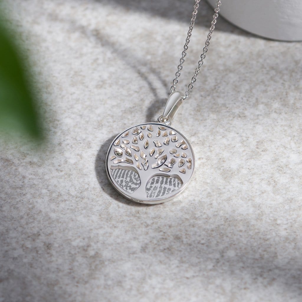 Load image into Gallery viewer, EverWith Engraved Tree of Life Discreet Messaging Memorial Fingerprint Pendant