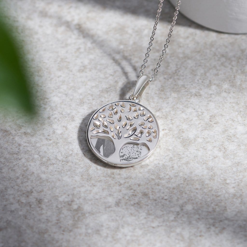 EverWith Engraved Tree of Life Discreet Messaging Memorial Photo Engraving Pendant