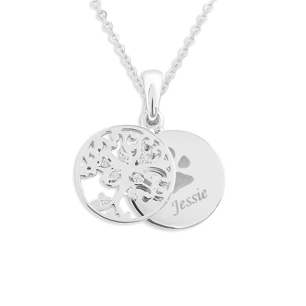 Load image into Gallery viewer, EverWith Engraved Small Tree of Life Pawprint Memorial Pendant with Fine Crystal