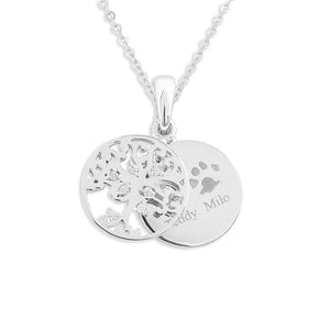 EverWith Engraved Small Tree of Life Pawprint Memorial Pendant with Fine Crystal