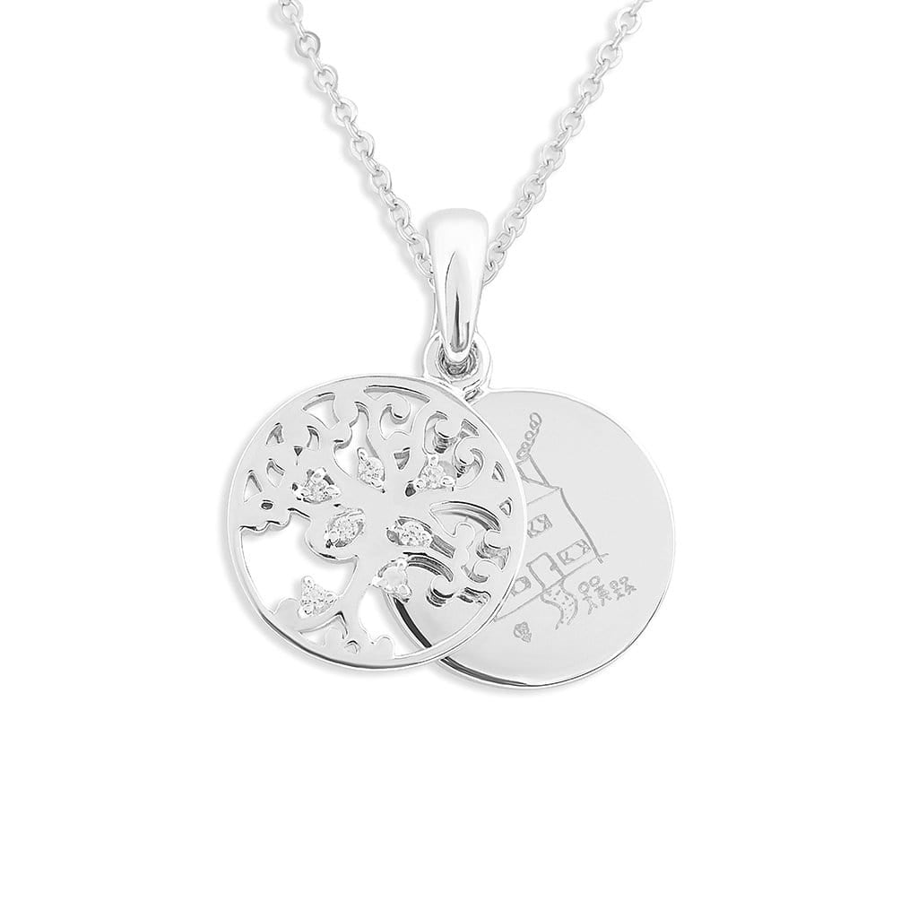 Load image into Gallery viewer, EverWith Engraved Small Tree of Life Drawing Memorial Pendant with Fine Crystal