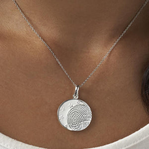 EverWith Engraved Moons Fingerprint Memorial Pendants with Fine Crystal