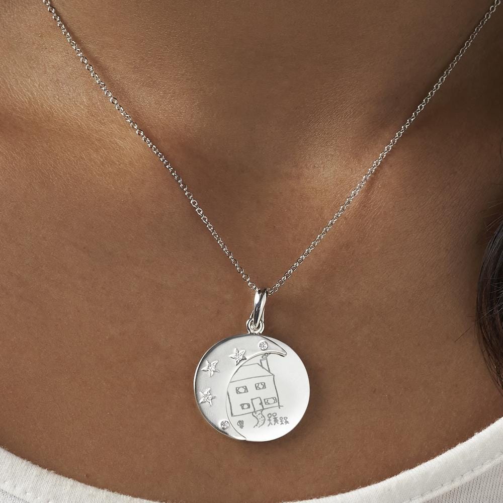 Load image into Gallery viewer, EverWith Engraved Moons Drawing Memorial Pendants with Fine Crystal