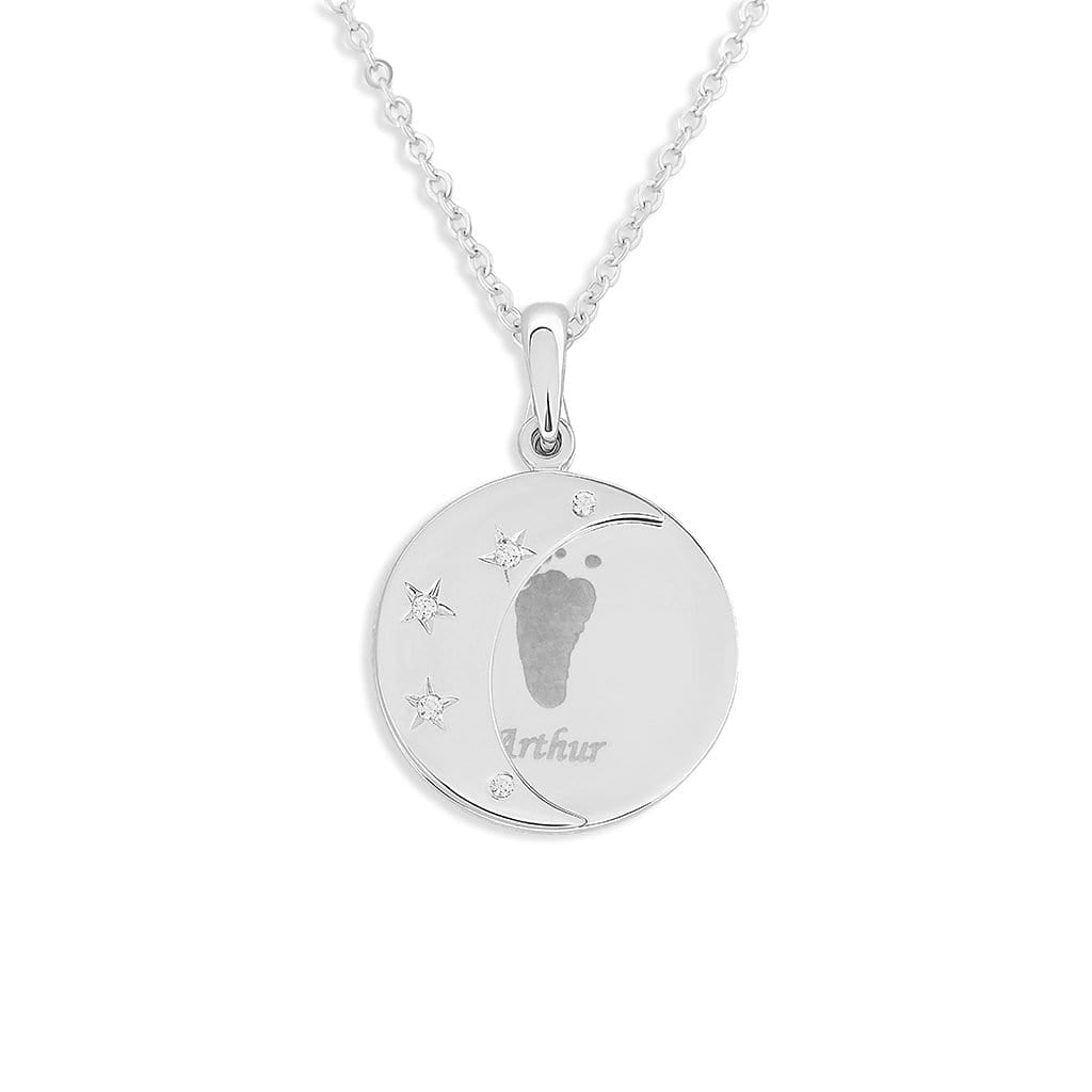 Load image into Gallery viewer, EverWith Engraved Moons Handprints or Footprints Memorial Pendants with Fine Crystal