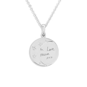 EverWith Engraved Moons Handwriting Memorial Pendants with Fine Crystal