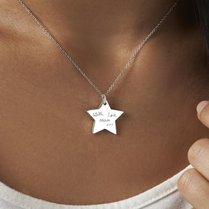 EverWith Engraved Star Handwriting Memorial Pendant