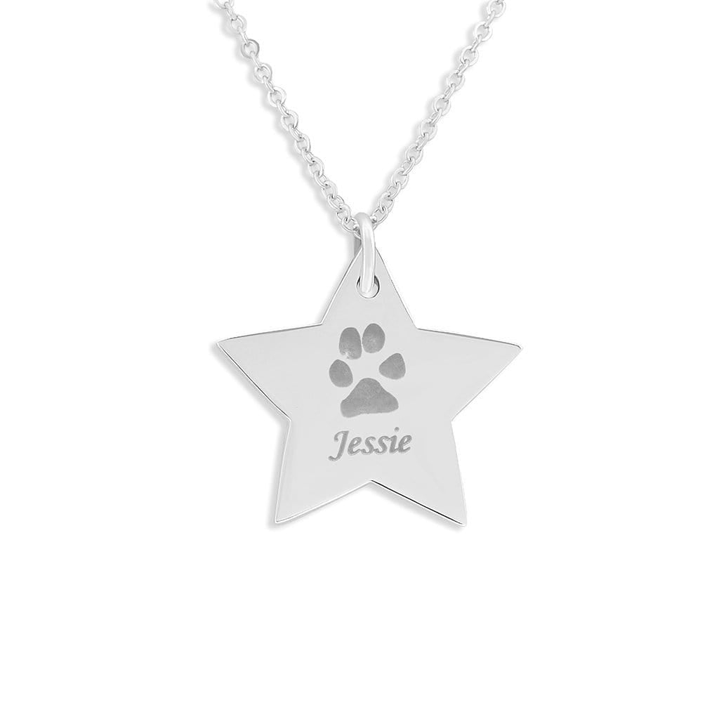 Load image into Gallery viewer, EverWith Engraved Star Pawprint Memorial Pendant