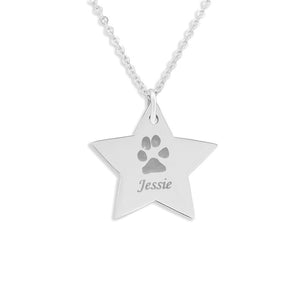 EverWith Engraved Star Pawprint Memorial Pendant