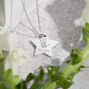 EverWith Engraved Star Handprint or Footprint Memorial Pendant