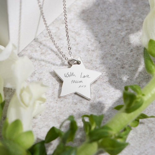 EverWith Engraved Star Handwriting Memorial Pendant