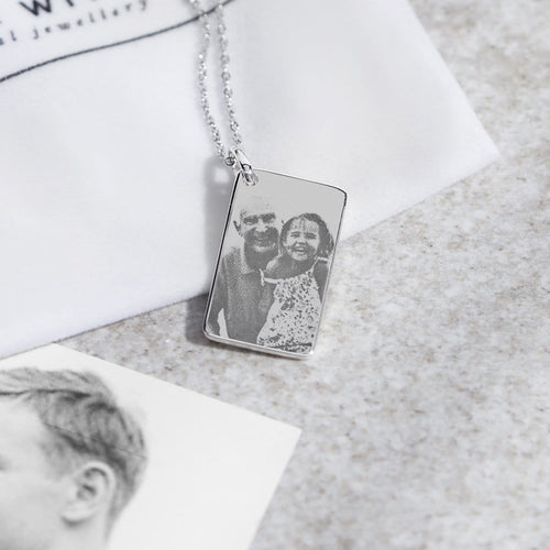 EverWith Engraved Love Tag Photo Engraving Memorial Pendant with Fine Crystals