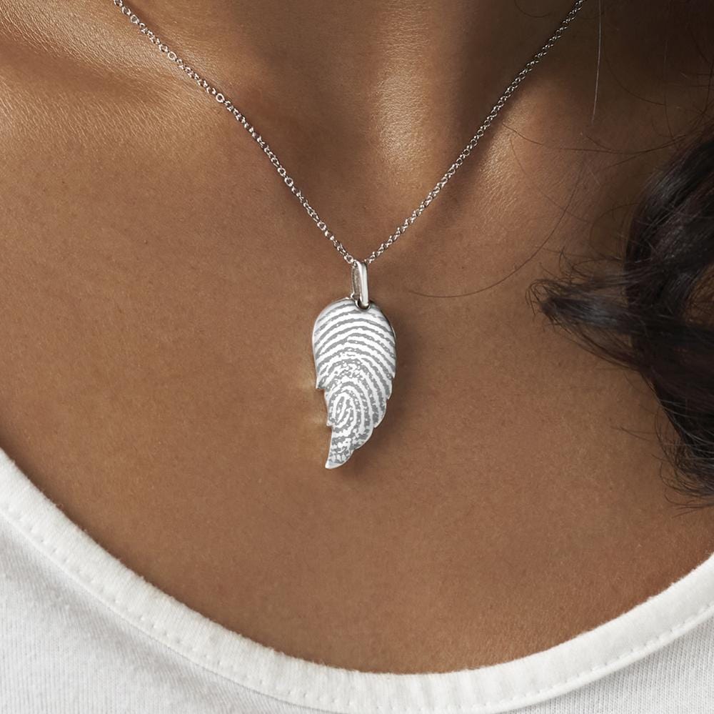 Load image into Gallery viewer, EverWith Engraved Wing Fingerprint Memorial Pendant