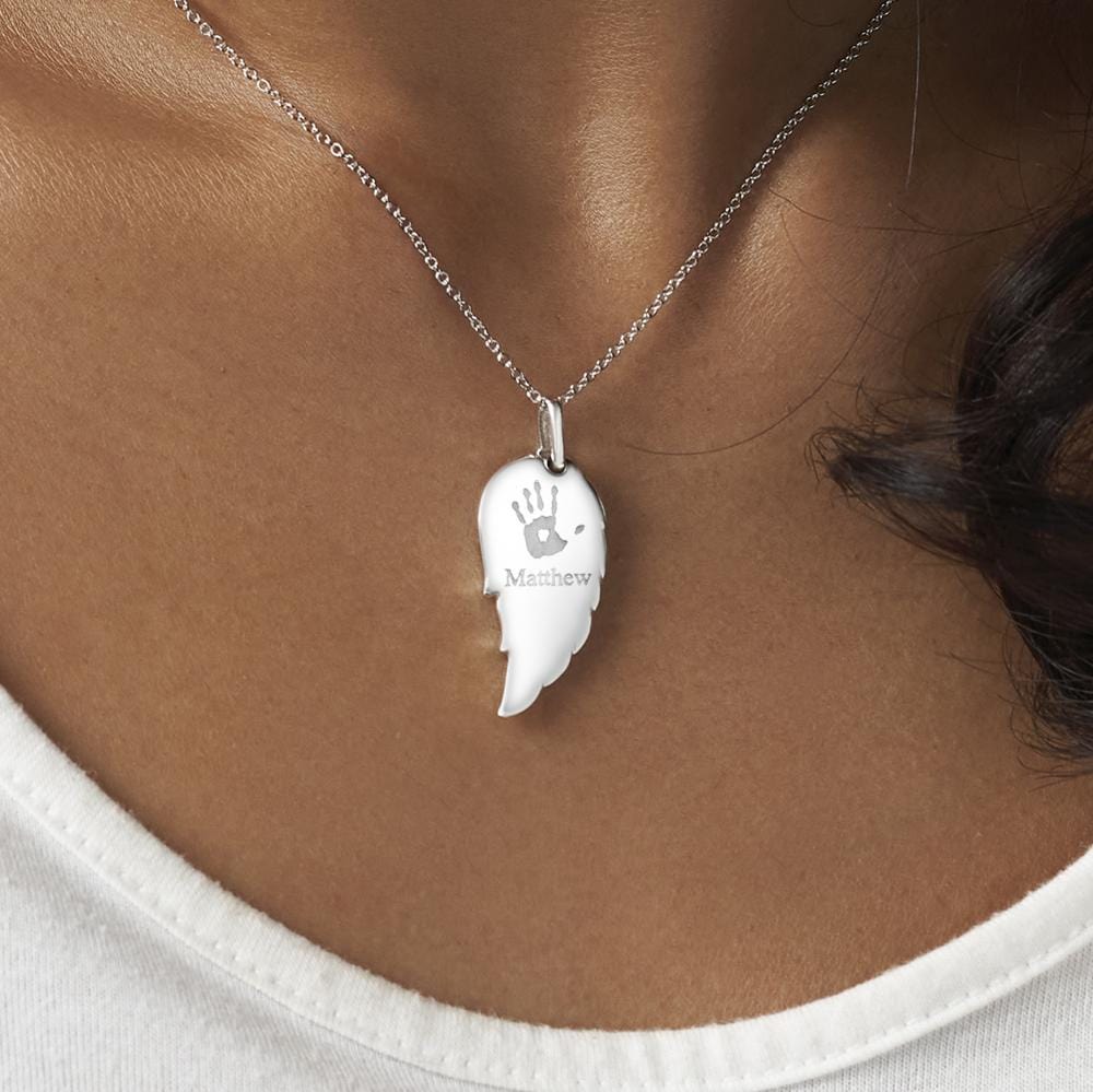 Load image into Gallery viewer, EverWith Engraved Wing Handprint or Footprint Memorial Pendant