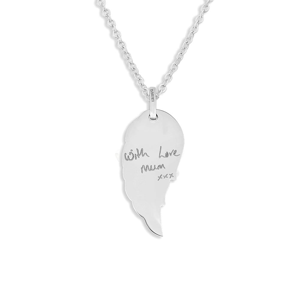 Load image into Gallery viewer, EverWith Engraved Wing Handwriting Memorial Pendant