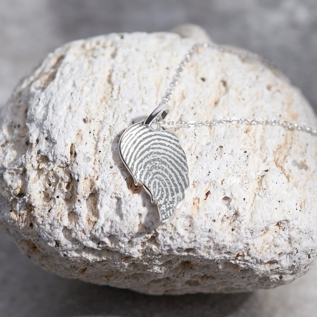 Load image into Gallery viewer, EverWith Engraved Wing Fingerprint Memorial Pendant