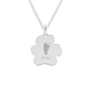 EverWith Engraved Paw Print Memorial Handprint or Footprint Pendant with Fine Crystals