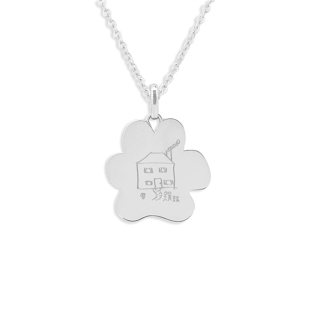 Load image into Gallery viewer, EverWith Engraved Paw Print Memorial Drawing Pendant with Fine Crystals