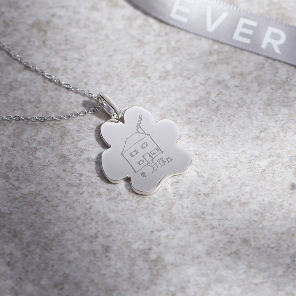 Load image into Gallery viewer, EverWith Engraved Paw Print Memorial Drawing Pendant with Fine Crystals