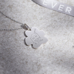 EverWith Engraved Paw Print Memorial Drawing Pendant with Fine Crystals