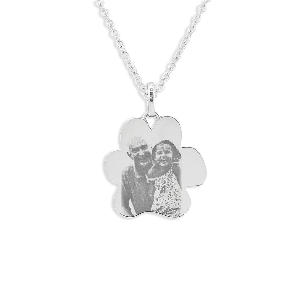 Load image into Gallery viewer, EverWith Engraved Paw Print Memorial Photo Engraving Pendant with Fine Crystals