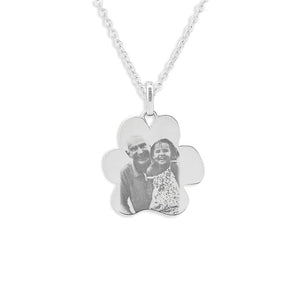 EverWith Engraved Paw Print Memorial Photo Engraving Pendant with Fine Crystals