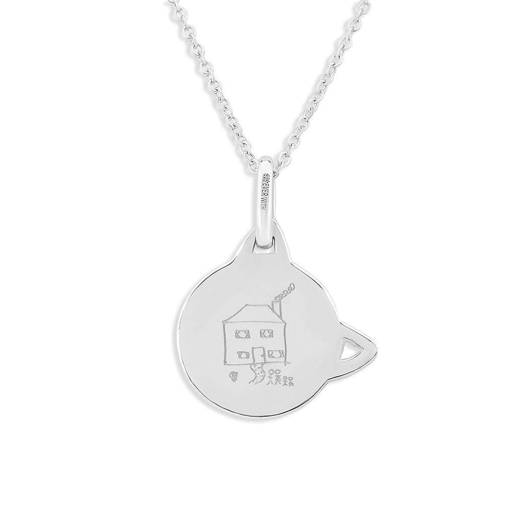 Load image into Gallery viewer, EverWith Engraved Cat Drawing Memorial Pendant with Fine Crystal