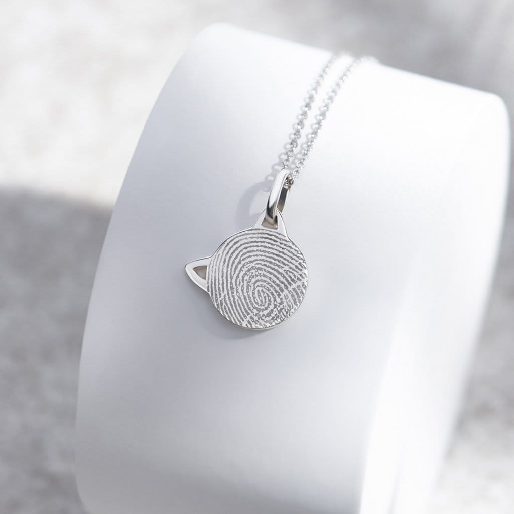 Load image into Gallery viewer, EverWith Engraved Cat Fingerprint Memorial Pendant with Fine Crystal