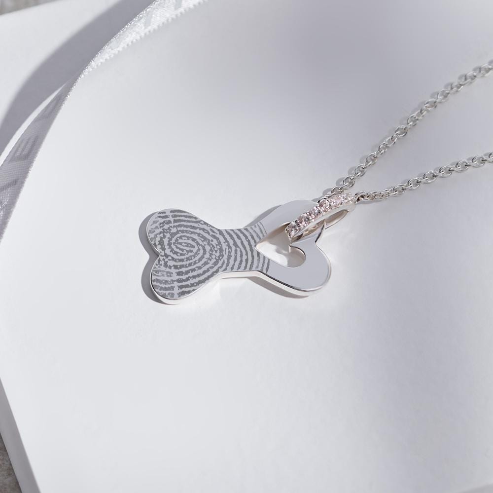 Load image into Gallery viewer, EverWith Engraved Dog Bone Fingerprint Memorial Necklace with Fine Crystals