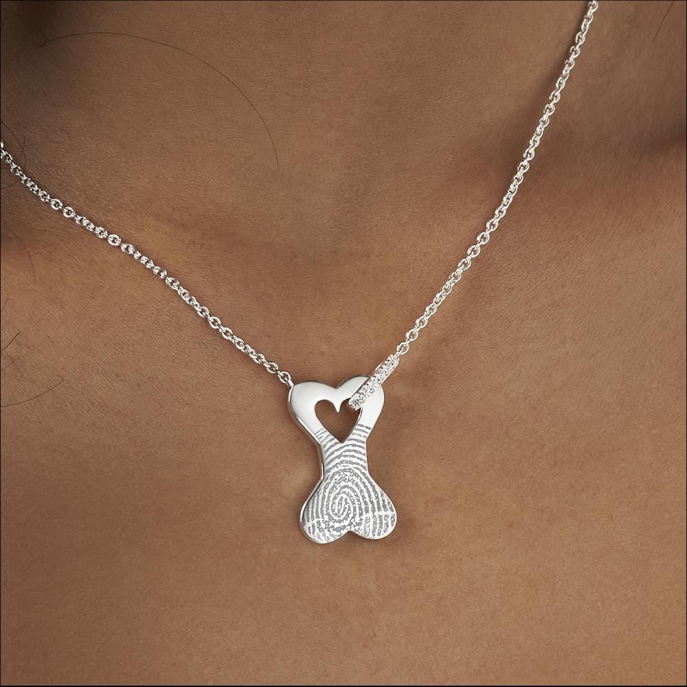 Load image into Gallery viewer, EverWith Engraved Dog Bone Fingerprint Memorial Necklace with Fine Crystals