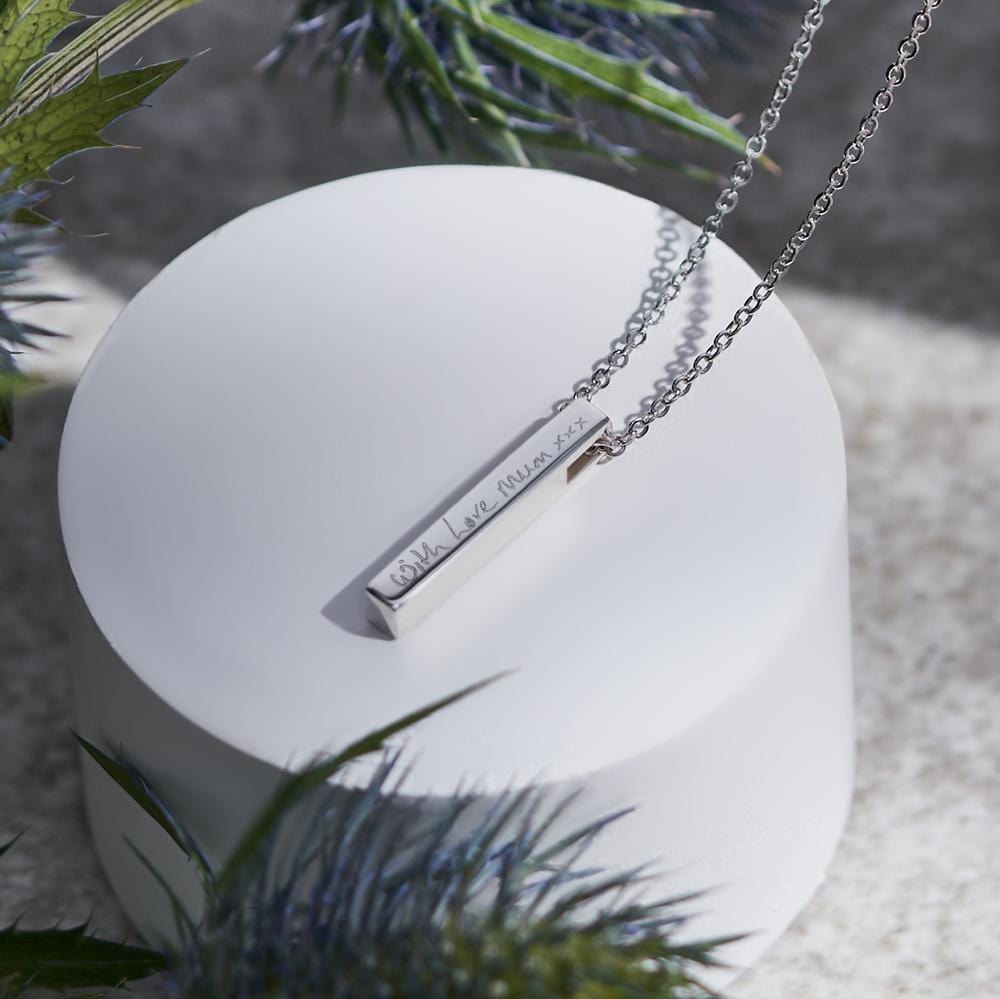 Load image into Gallery viewer, EverWith Engraved Short Bar Handwriting Memorial Pendant