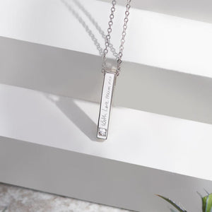 EverWith Engraved Short Bar Memorial Handwriting Pendant With Fine Crystal