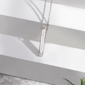 EverWith Engraved Short Bar Standard Engraving Memorial Pendant With Fine Crystal