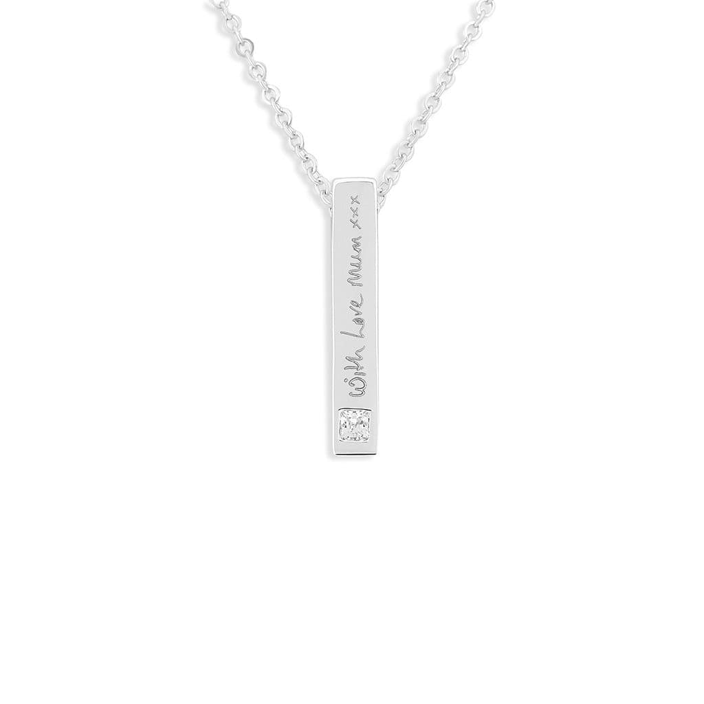 Load image into Gallery viewer, EverWith Engraved Short Bar Memorial Handwriting Pendant With Fine Crystal