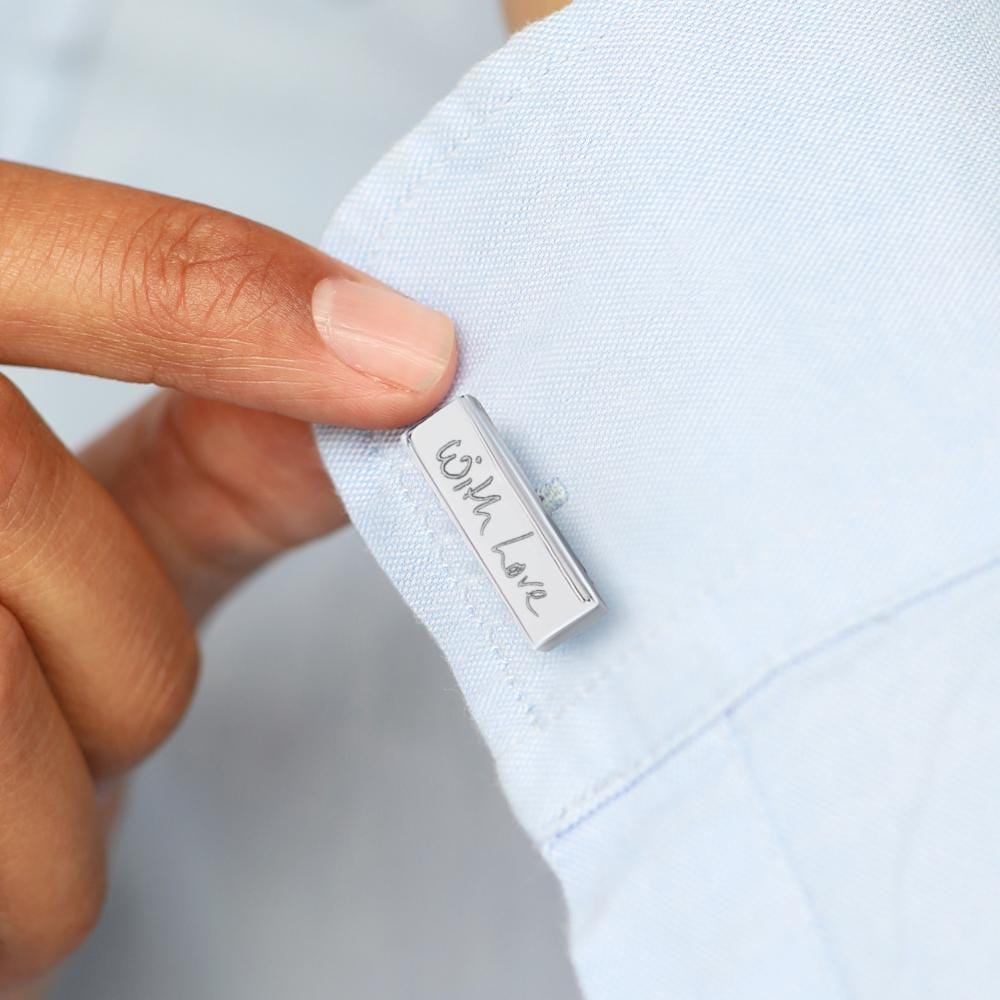 Load image into Gallery viewer, EverWith Engraved Bar Handwriting Memorial Cufflinks