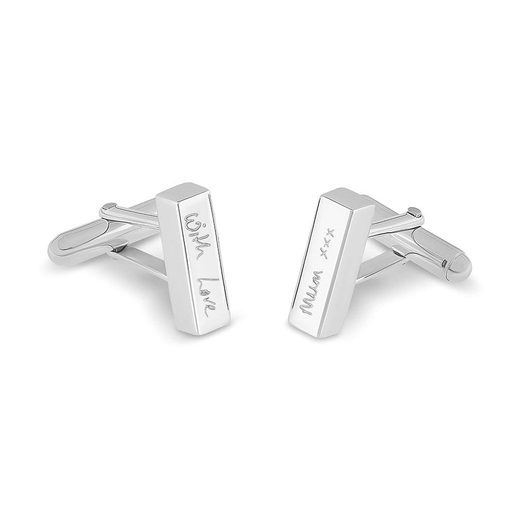 Load image into Gallery viewer, EverWith Engraved Bar Handwriting Memorial Cufflinks