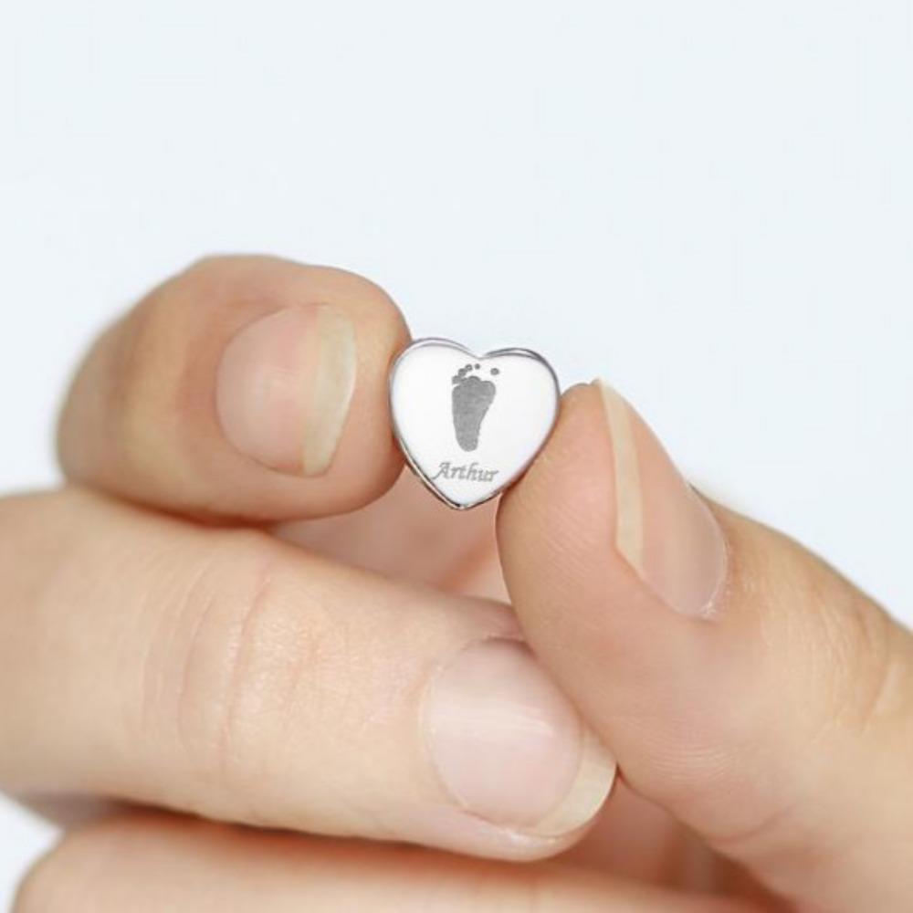 Load image into Gallery viewer, EverWith Engraved Heart Handprint or Footprint Memorial Charm Bead