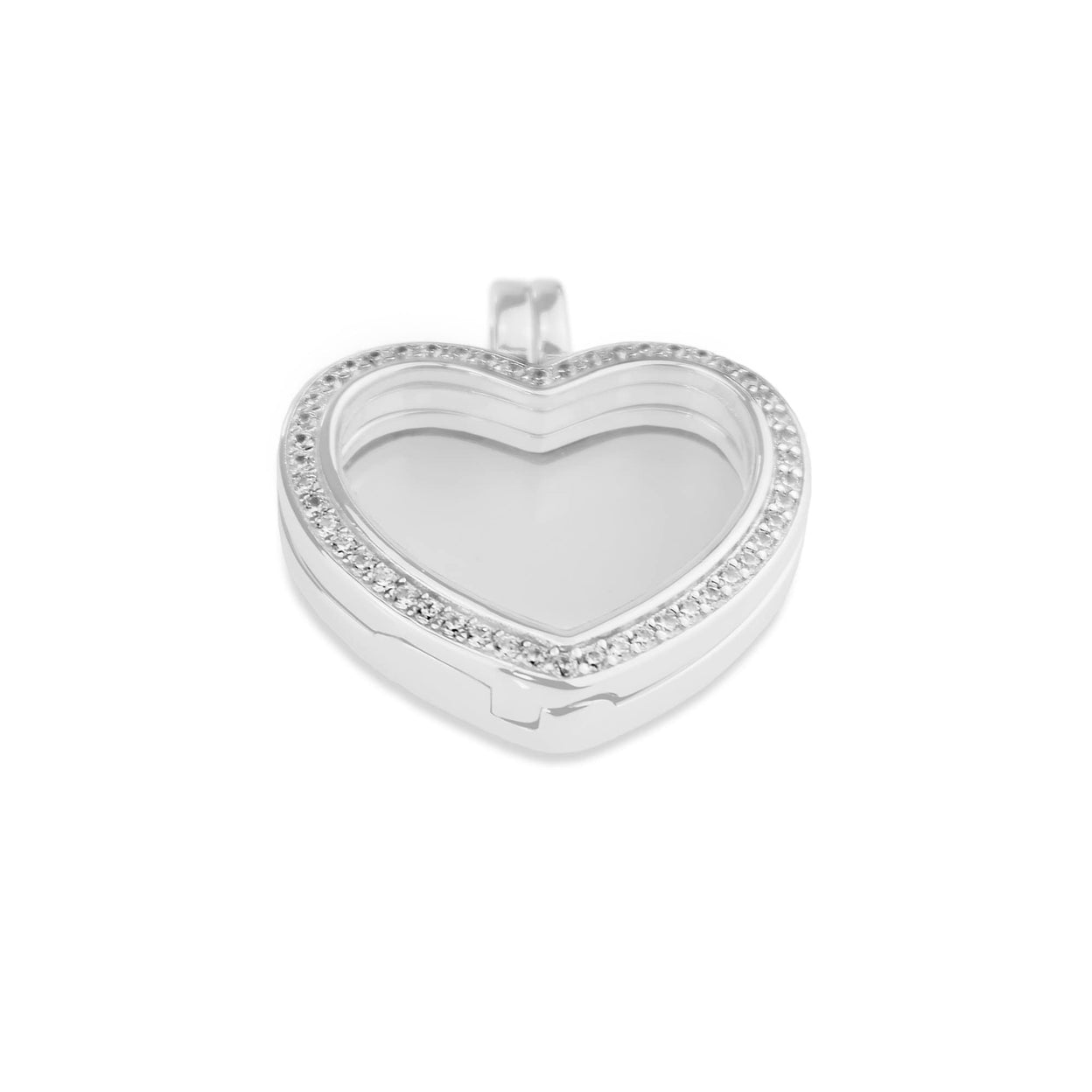 Load image into Gallery viewer, EverWith Large Heart Glass Locket Sterling Silver Cremation Ashes Locket With Fine Crystals