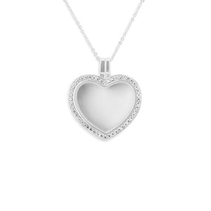 EverWith Small Heart Glass Locket Sterling Silver Memorial Ashes Locket With Fine Crystals