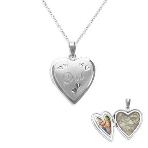 EverWith Dad Heart Shaped Sterling Silver Memorial Ashes Locket