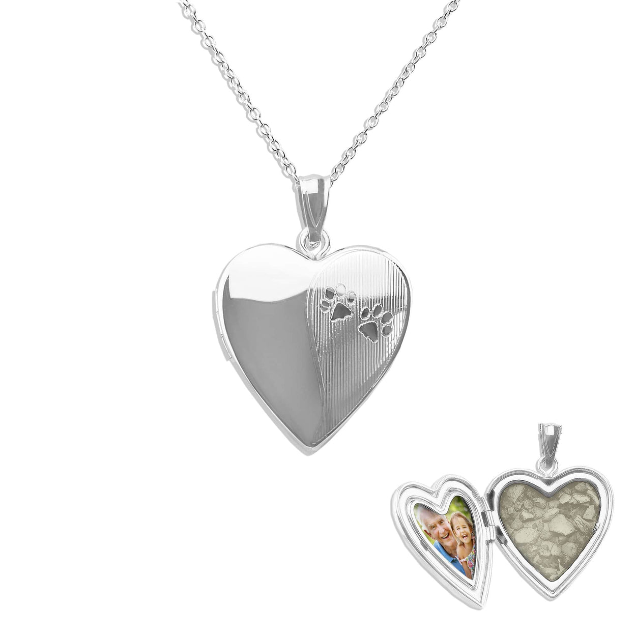 Load image into Gallery viewer, EverWith Paw Print Heart Shaped Sterling Silver Memorial Ashes Locket